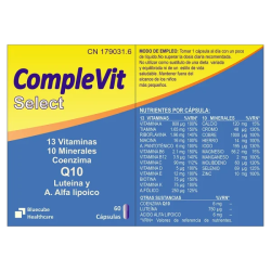 COMPLEVIT SELECT by Bluecube | Multivitamínico con Antioxidantes, Zinc, Selenio y Vitaminas A-C-E
