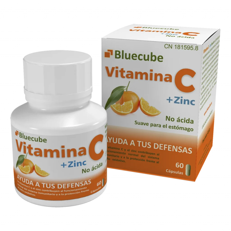 VITAMINA C + ZINC by Bluecube | Refuerzo Inmunológico con Antioxidantes Esenciales