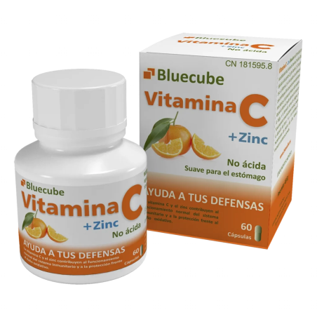 VITAMINA C + ZINC by Bluecube | Refuerzo Inmunológico con Antioxidantes Esenciales