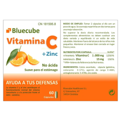 VITAMINA C + ZINC by Bluecube | Refuerzo Inmunológico con Antioxidantes Esenciales