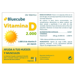 VITAMINA D 2000 by Bluecube | 2000 UI por Cápsula | Salud Ósea, Inmunidad y Músculos