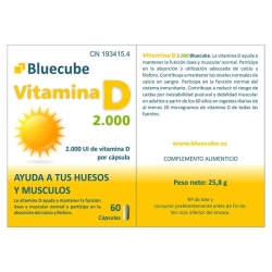 VITAMINA D 2000 by Bluecube | 2000 UI por Cápsula | Salud Ósea, Inmunidad y Músculos