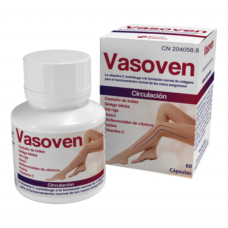Vasoven by Bluecube | Suplemento para la Circulación con Vid Roja, Castaño de Indias, Rusco y Rutina