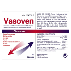 Vasoven by Bluecube | Suplemento para la Circulación con Vid Roja, Castaño de Indias, Rusco y Rutina