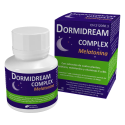 DORMIDREAM COMPLEX MELATONINA by Bluecube | Fórmula Avanzada con Valeriana, Pasiflora, Triptófano y Vitamina B6
