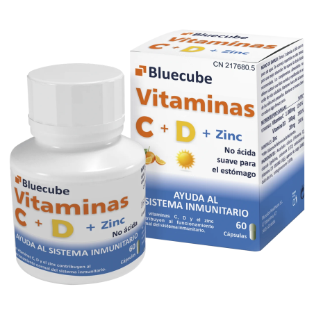 Vitamina C + D + Zinc by Bluecube | Triple Acción para el Sistema Inmune | Antioxidantes y Refuerzo de Defensas