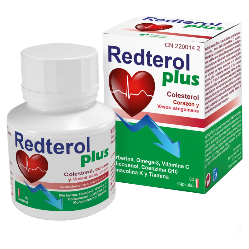 Redterol Plus by Bluecube | Control del Colesterol con Arroz Rojo, Ajo Negro, Coenzima Q10 y Policosanoles