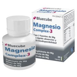 Magnesio Complex-3 by Bluecube | Citrato, Bisglicinato y Óxido de Magnesio | Alta Absorción