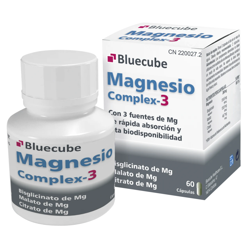 Magnesio Complex-3 by Bluecube | Citrato, Bisglicinato y Óxido de Magnesio | Alta Absorción