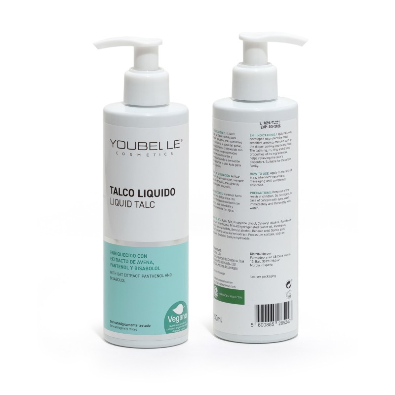 YOUBELLE Talco Líquido 250 ml | Protección Suave y Frescura para Pieles Sensibles | Sin Polvo
