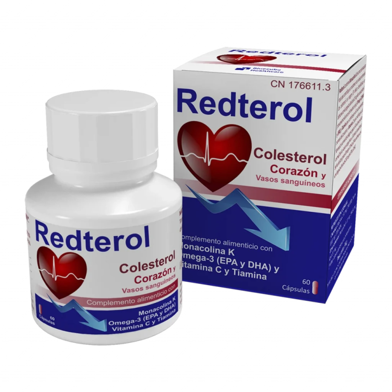REDTEROL by Bluecube | Complemento Natural para el Colesterol con Monacolina K, Arroz Rojo, Alcachofa y Coenzima Q10