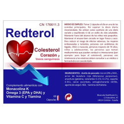 REDTEROL by Bluecube | Complemento Natural para el Colesterol con Monacolina K, Arroz Rojo, Alcachofa y Coenzima Q10