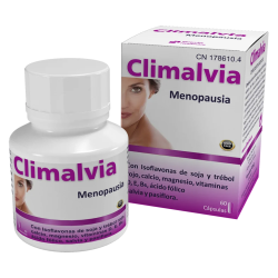 CLIMALVIA by Bluecube | Suplemento Natural para la Menopausia con Isoflavonas de Soja, Vitamina B6 y D